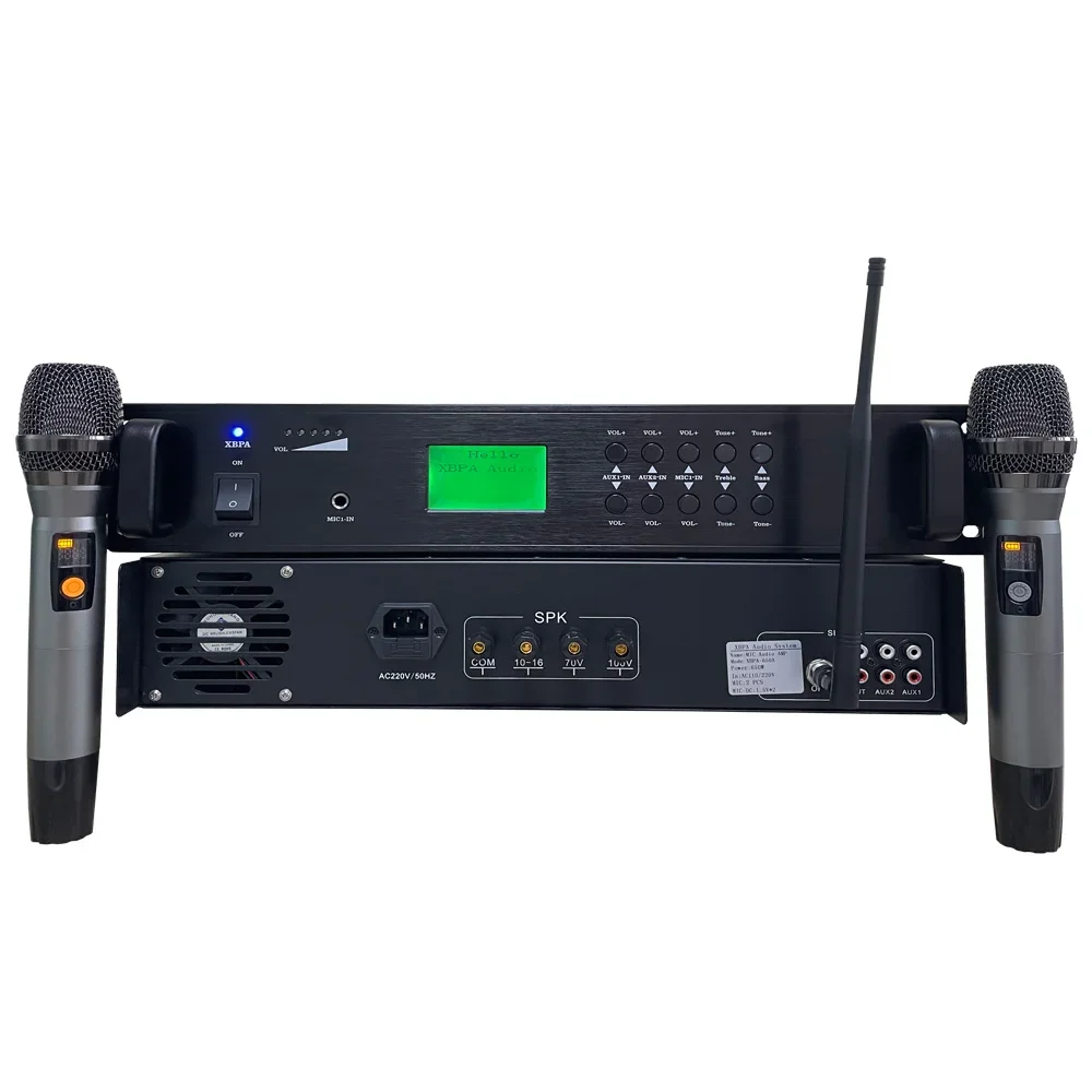 System Power Amplifier 1000W With Network Audio Input And UHF Long Distance Wireless Microphone