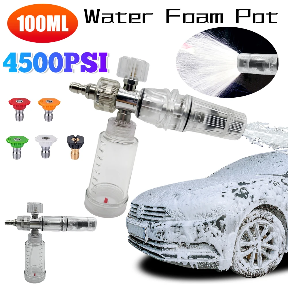 

100ml Soap Foam Spray Bottle Adjustable Pressure Washer Gun with 5 Nozzle Tips Liquid Foam Sprayer for Cleaning Cars SUVs 2025