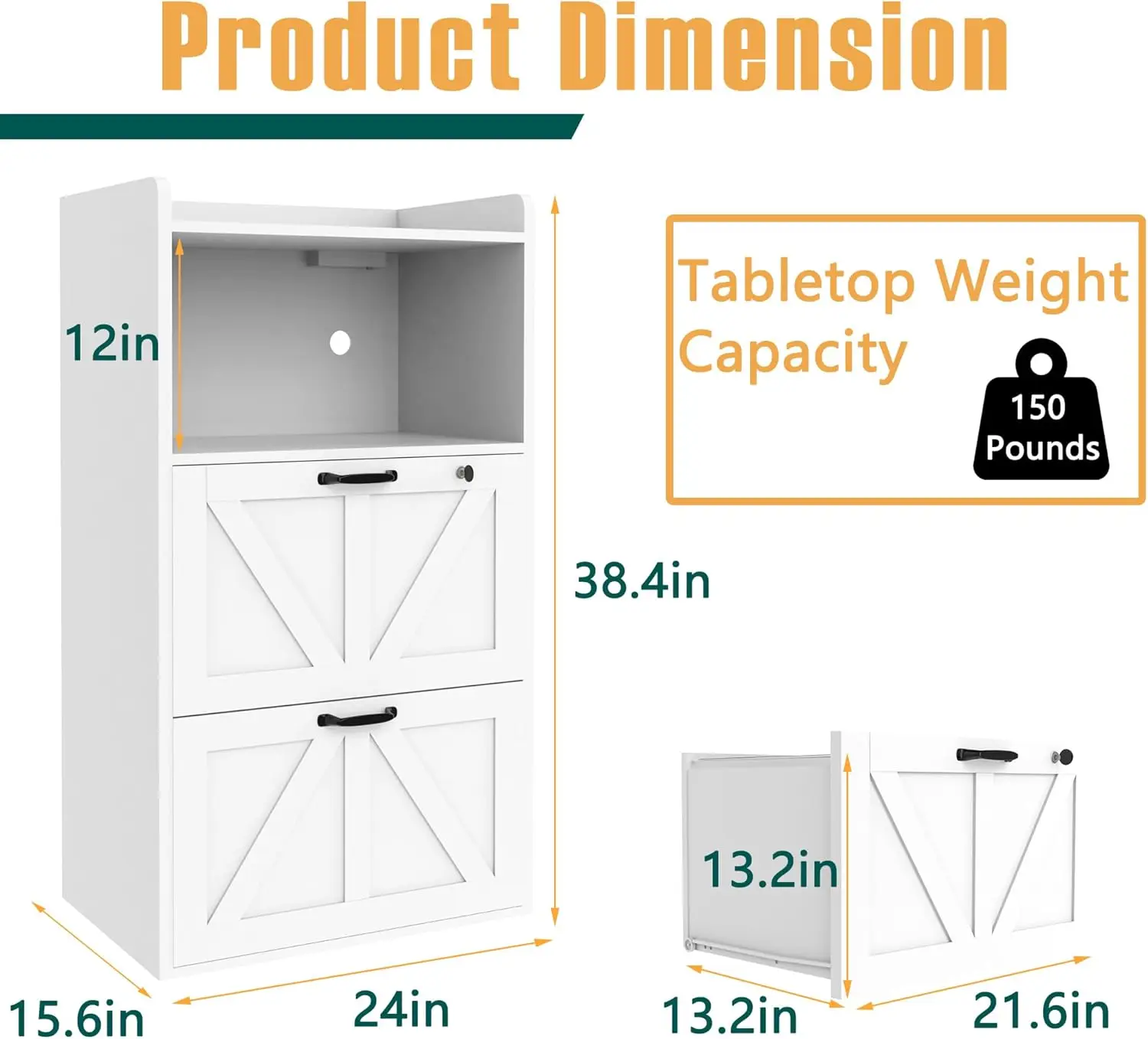 Lateral File Cabinet with Charging Station, Wood Filing Cabinet with Lock & LED Light, Large Storage Printer Stand for