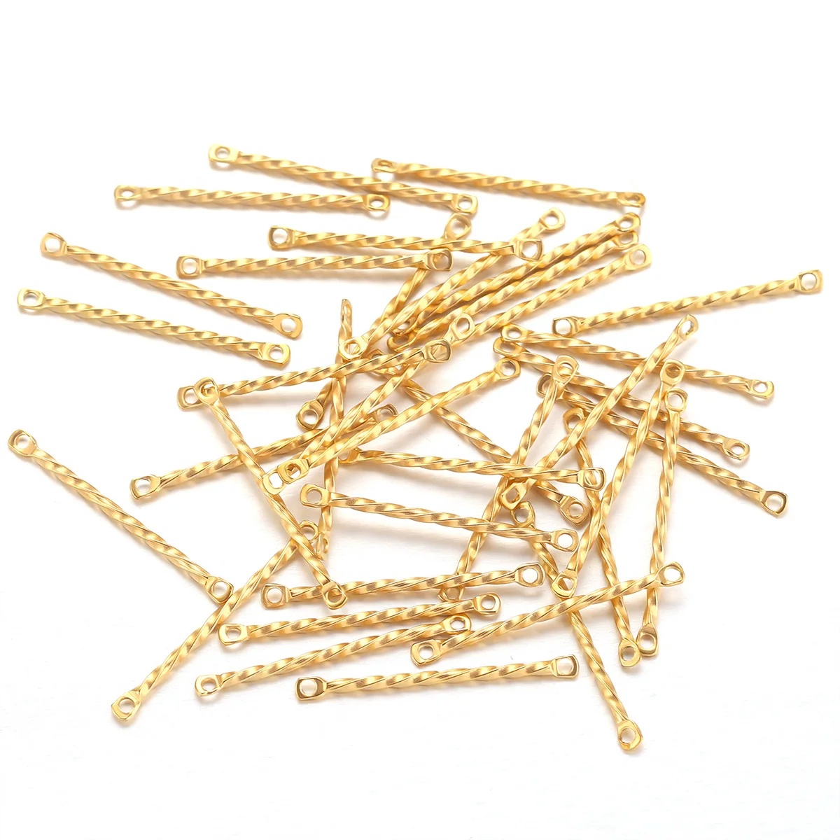 20pcs Stainless Steel Twisted Column Links Thin Stick Strip Connectors for Drop Earrings DIY Jewelry Making Supplies Wholesale