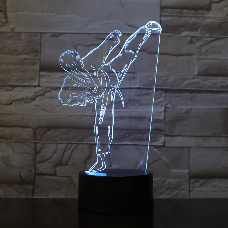 Karate Judo Tafellamp Usb Taekwondo Slaapkamer Verlichting Decor Kid Gift Kleuren Nacht Licht Creatief 3d Led Licht Gradiënt Visie