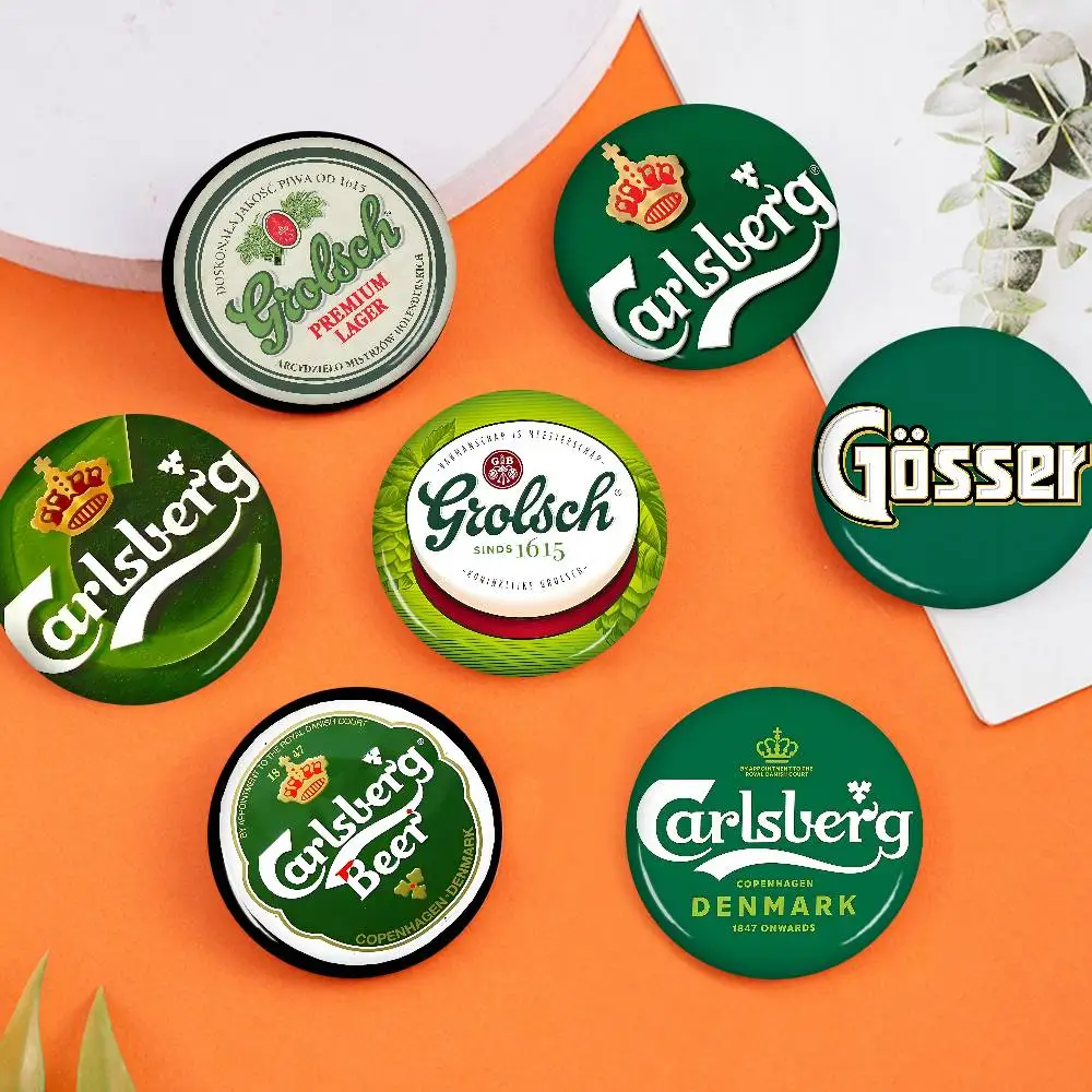 Pin de solapa metálico clásico G-Grolsch Lager Beer con icono impreso brillante, regalo para amigos, insignia para cuello, broche de solapa