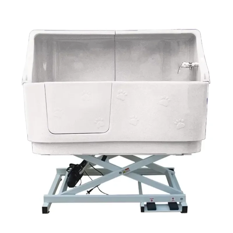 White Durable Lifting Dog Grooming Bath Tub with Splash Back for Pet Washing and Care