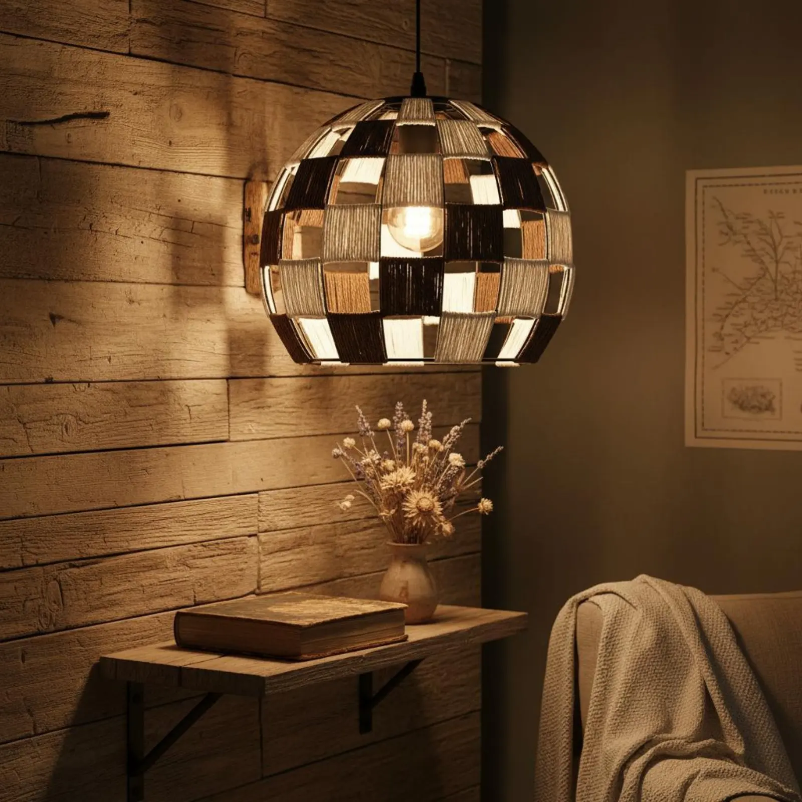 

Rattan Sphere Hanging Lamp Natural Simplicity Aesthetic Woven Globe Hanging Fixture Japanese Design Woven Lantern Vintage