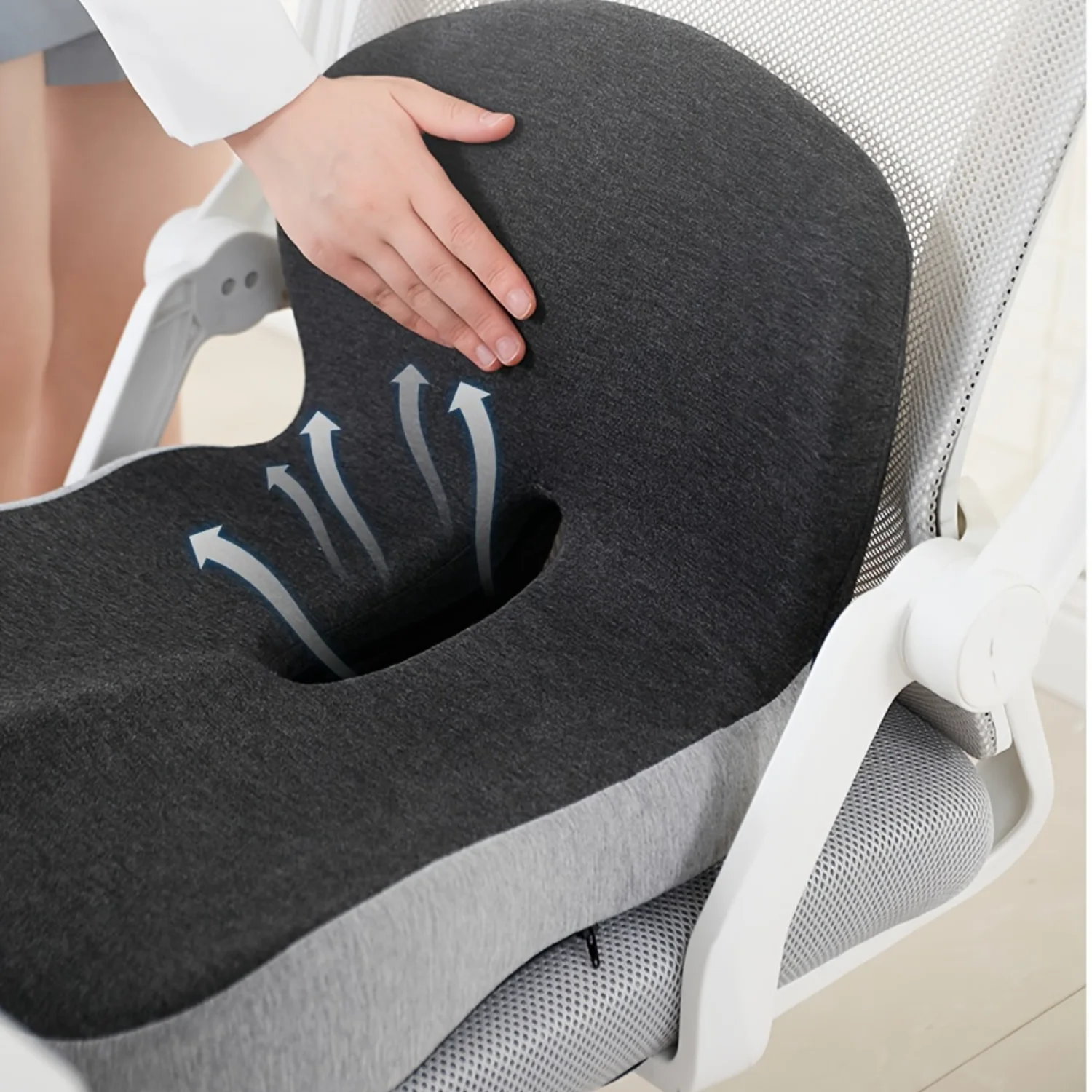 1pc Ergonomic Memory Foam Seat Cushion - Ultimate Back Support, Contoured Chair Cushion, Built-in Lumbar Support Pillow, Ultra-C