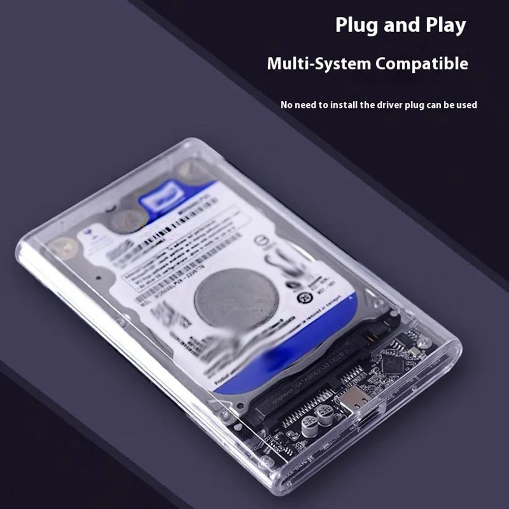 محول USB C USB 3.0 / 3.1 إلى SATA III HDD مقاس 2.5 بوصة حاوية القرص الصلب الخارجي 5 جيجابت في الثانية أداة مجانية حافظة القرص الصلب الخارجي الشفاف