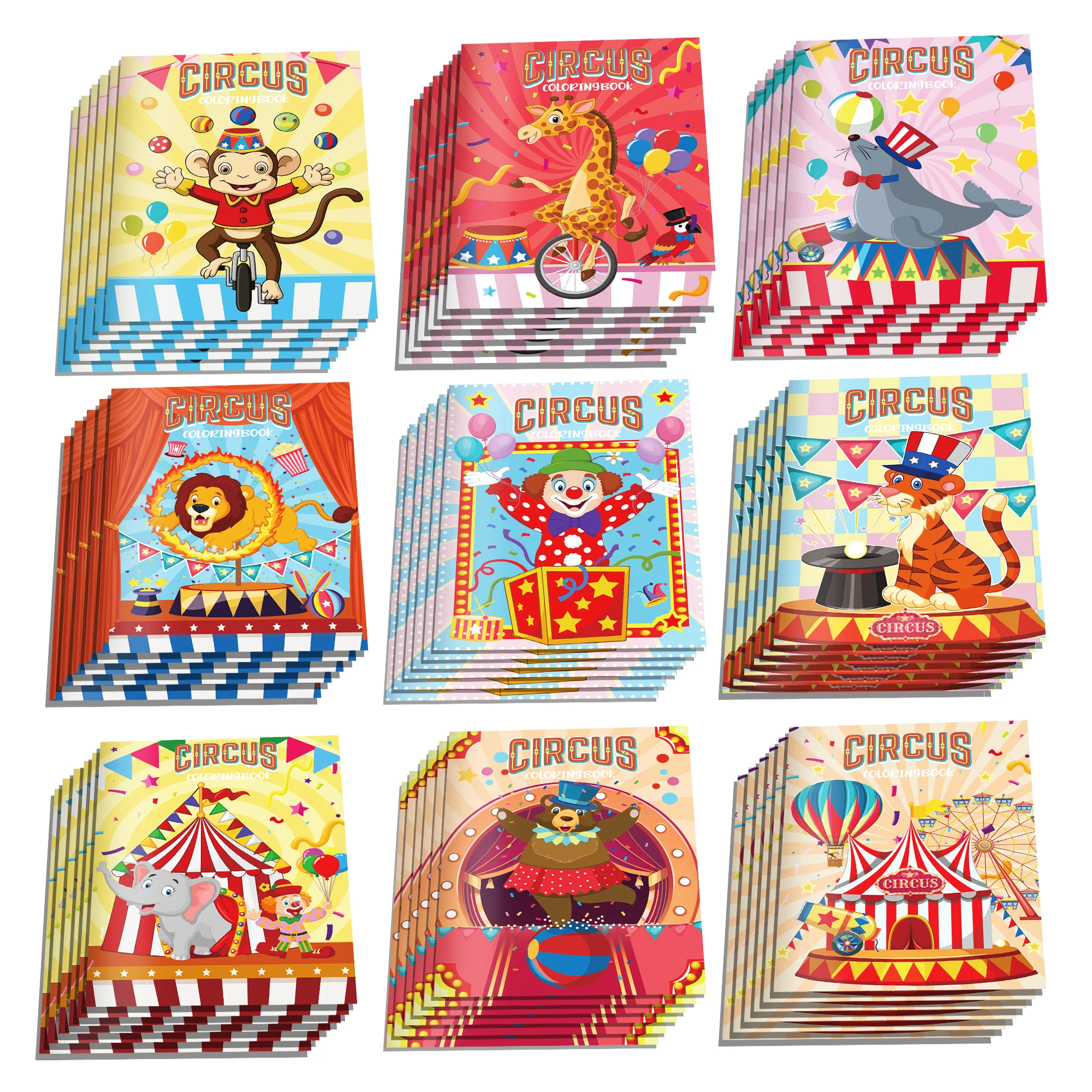 9/18pcs Circus Show Coloring Books Graffiti Joker Animal Show DIY Drawing Painting Books For Gifts Birthday Party Supplies