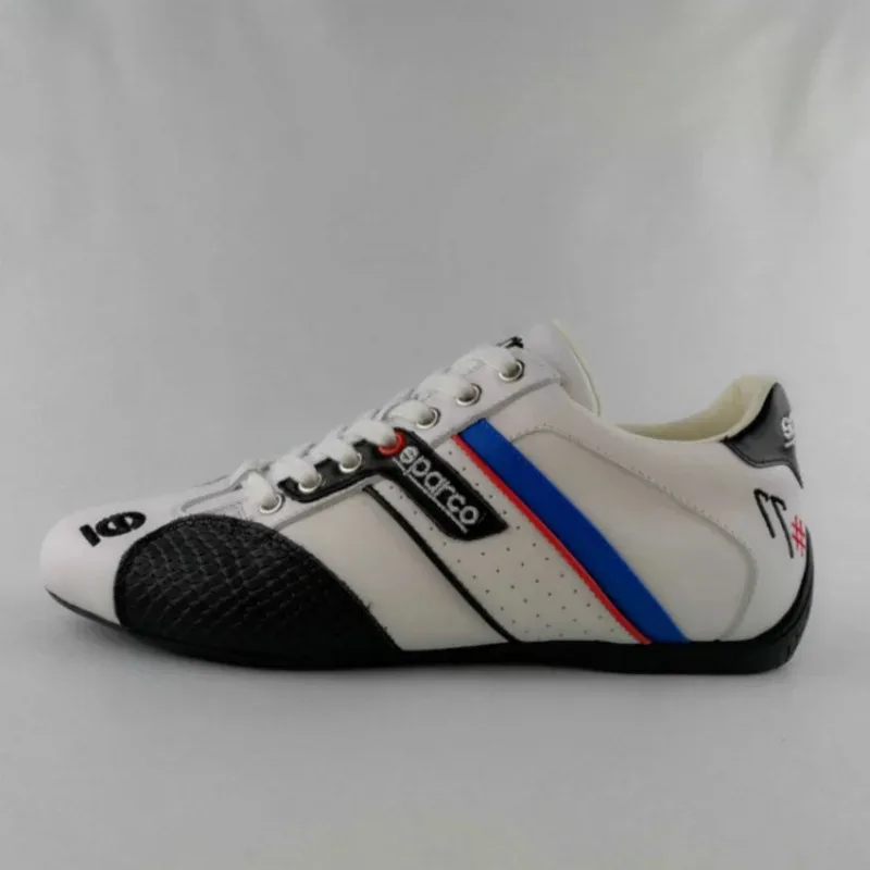 Karting-zapatos de carreras de cuero genuino, zapatillas de conducción cómodas de corte bajo, botas de Ciclismo de goma antideslizantes de malla de