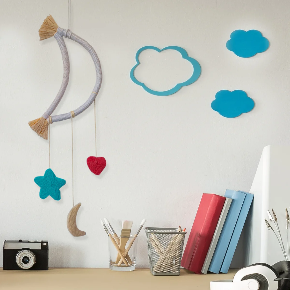 

Woven Moon Wool Felt Star Hanging Decoration Bedroom Living Room Creative Decoration Hanging Decoration Crafts