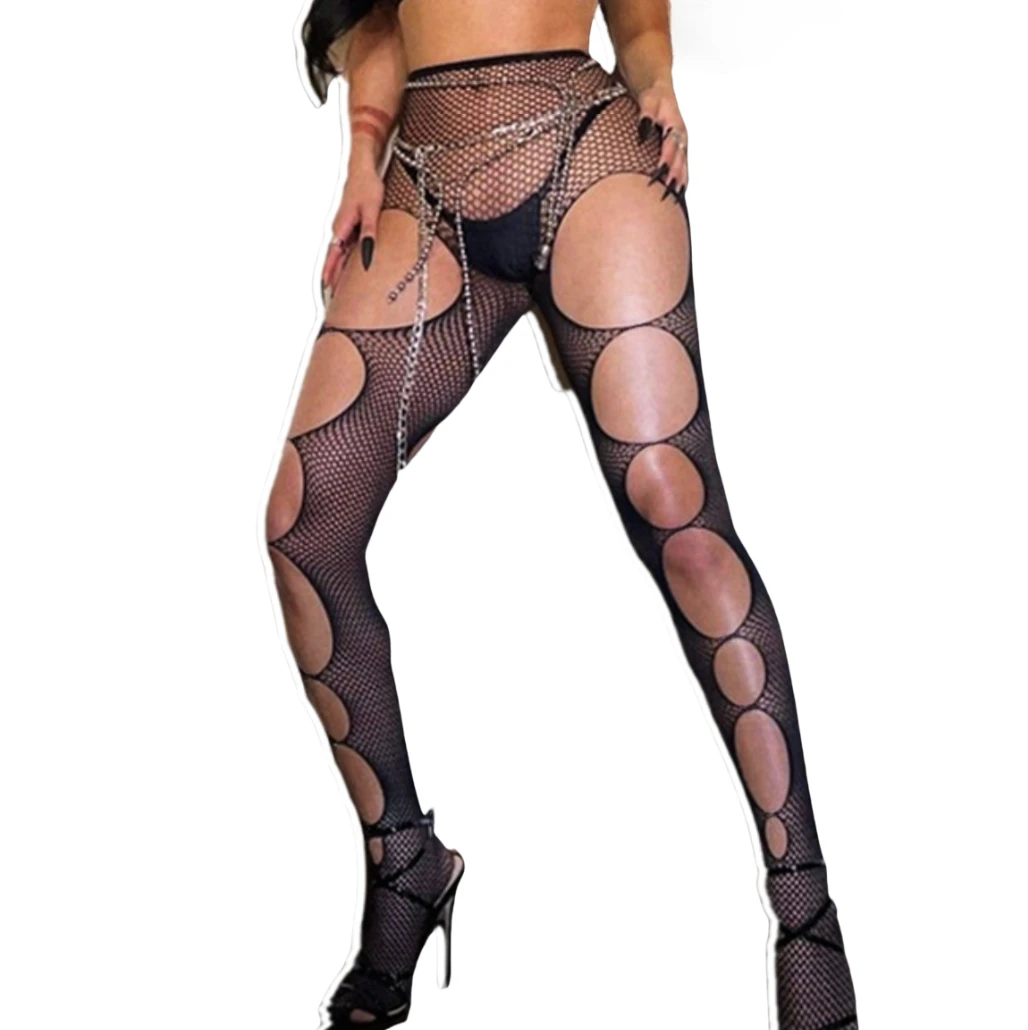 

Rock Style Tights Sexy High Waisted Pantyhose Women Lingerie Erotic Bodystockings Breathable Mesh Legging Fishnet Tight