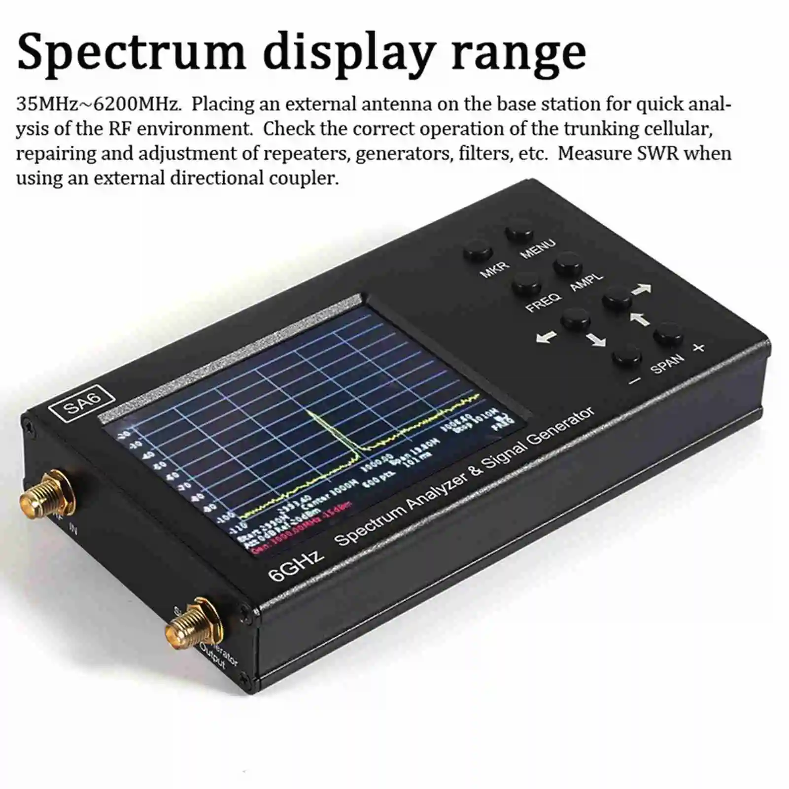 مولد إشارة محلل الطيف المحمول 3.2 بوصة شاشة تعمل باللمس محلل الطيف المحمول متعدد الوظائف