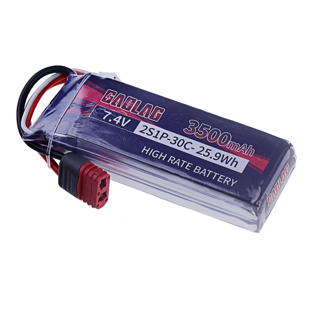 ترقية 3500mAh 7.4 فولت 2 ثانية بطارية ليبو ل RC سيارة كوادكوبتر قارب طائرات بدون طيار قطع غيار بطارية 30C مع عمداء T التوصيل 1-5 قطعة