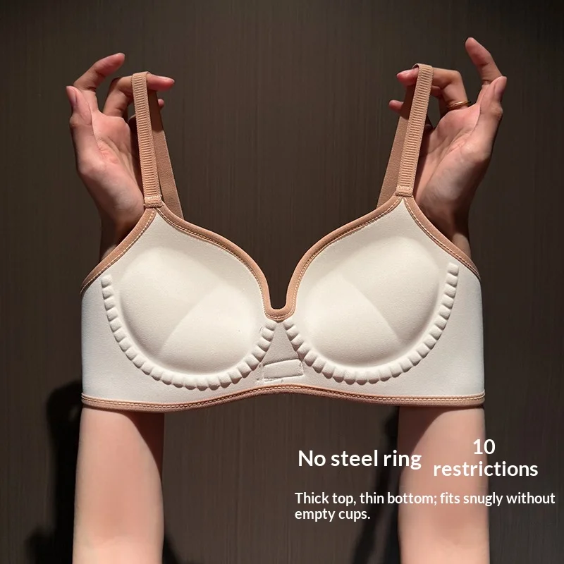 Thick-Striped Underwear for Women with Small Busts - Push-Up Design for Enhanced Appearance, No Empty Cup, Wire-Free Bra