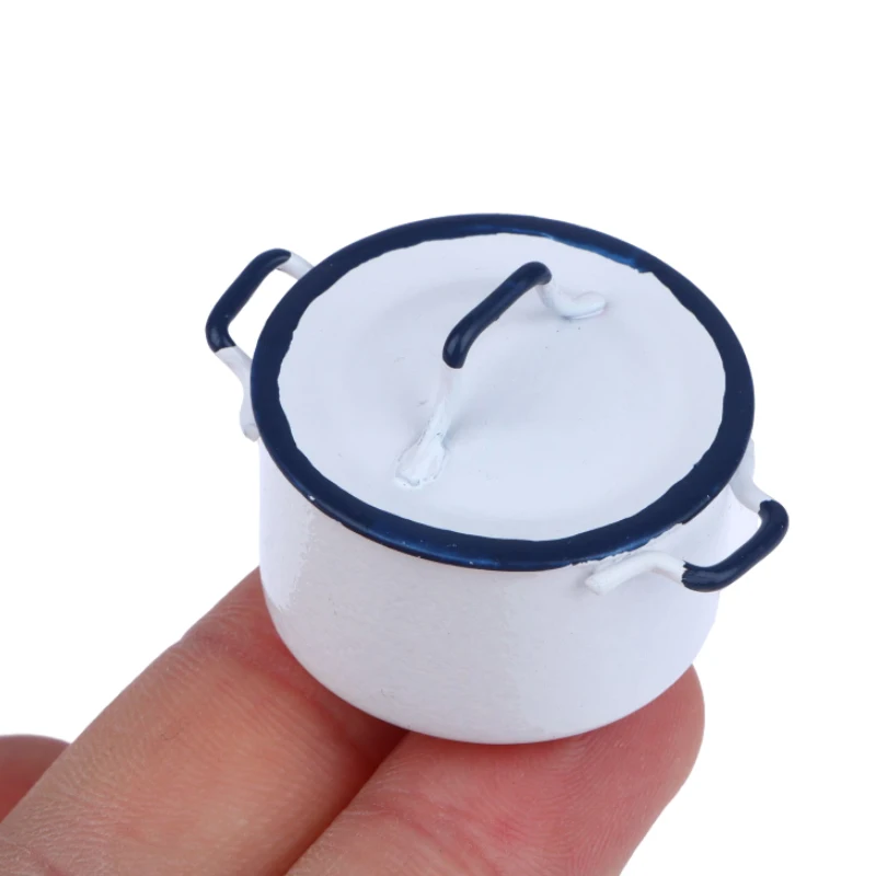 1:12 Dollhouse Miniature Boiler Cooking Soup Pot With Lid Cookware Kitchen Accessories For Doll House Decor Kids Play Toys Gift