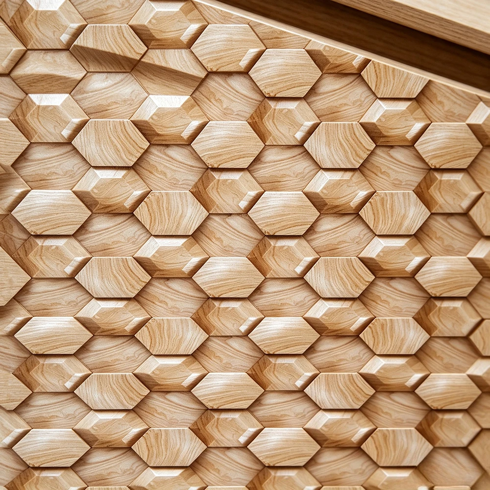 3D Hexagon Light Wood Grain Peel and Stick Wallpaper, Geometric Self Adhesive Contact Paper for Accent Wall Furniture Decoration