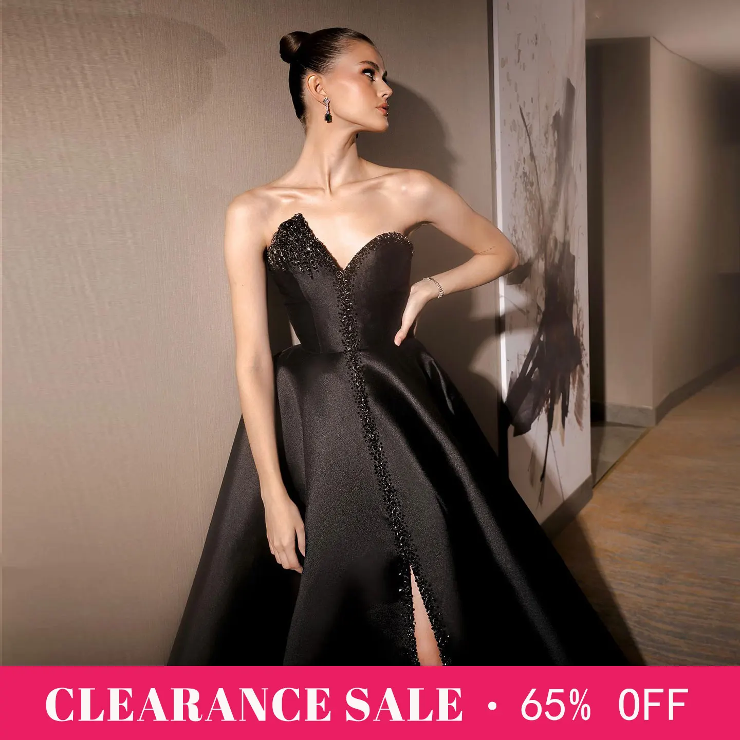 Sharon Sharon Said Super Discounts Elegant Black Orange Strapless A-Line Evening Dress Heavy Crystal Bead Women Party Formal Gown SS364 - Aliexpress Deal