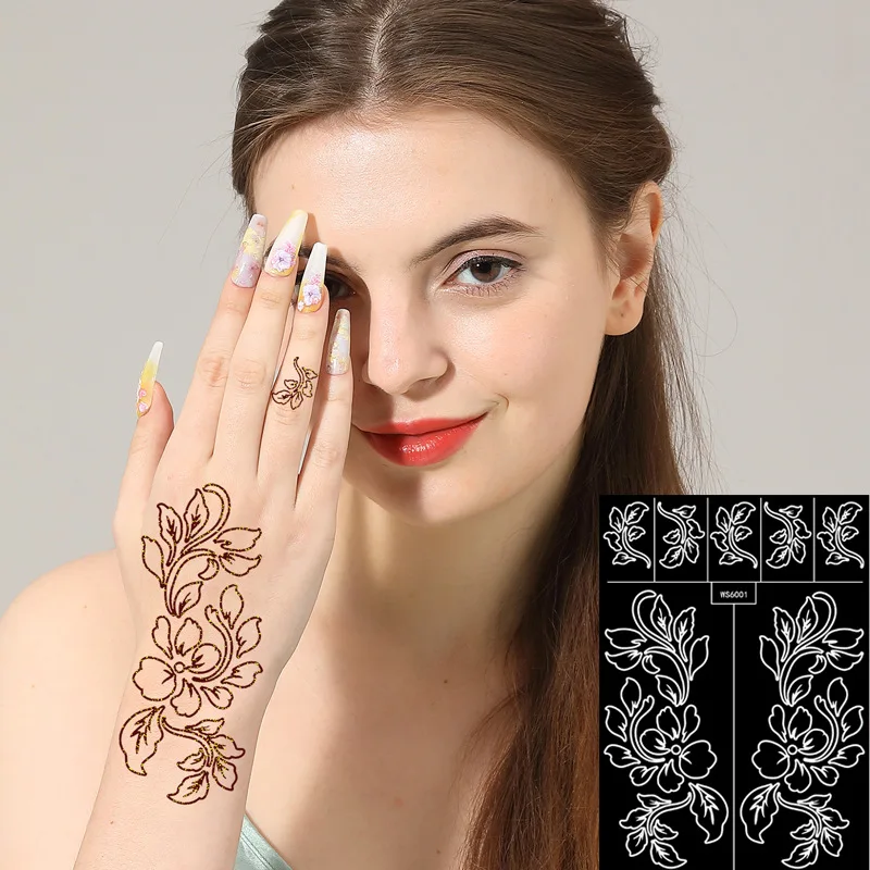 Temporary Henna Tattoo Stencil for Women Flower Tattoo Templates Mehndi Stencil Designs For Hand Painting Tattoo Wedding