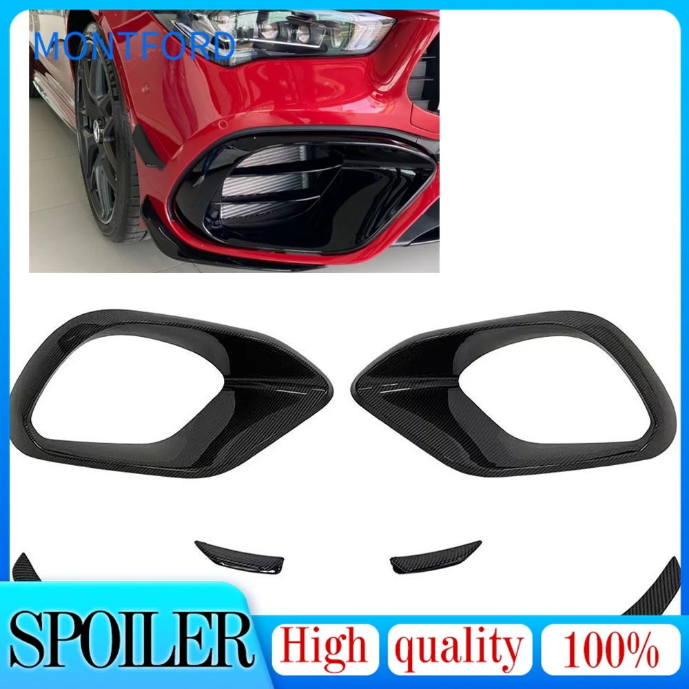 For Mercedes Benz CLA W118 C118 AMG CLA45 2020-2021 Car Front Bumper Side Hood Fog Lamp Light Cover Spoiler Air Vent Frame Trim