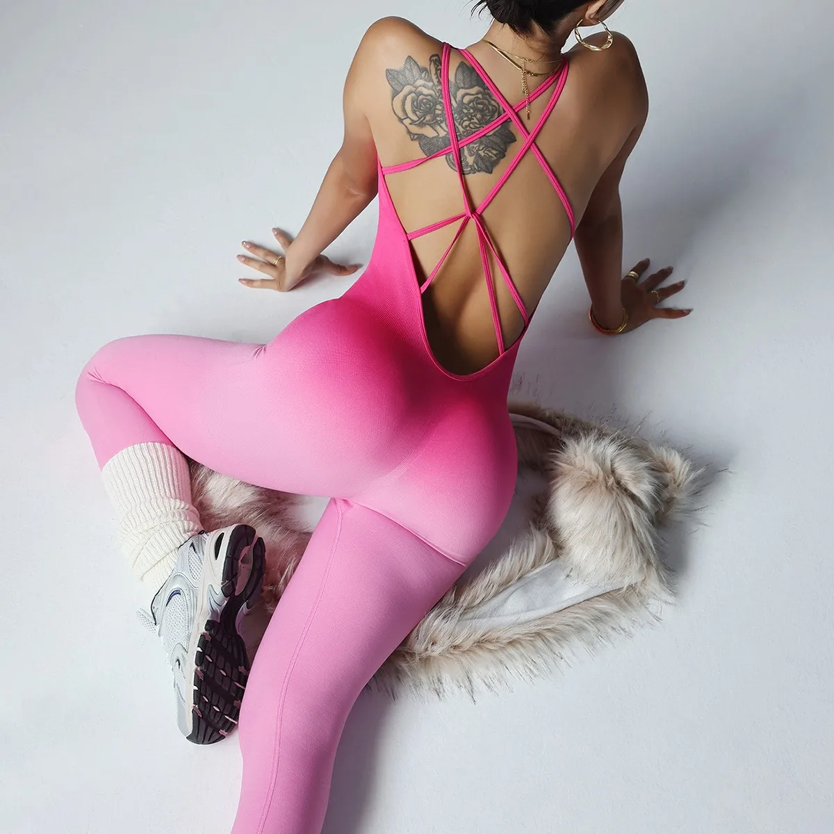 

Summer Women's Clothing Seamless Yoga Jumpsuit For High Waist Workout Mono Running Tights