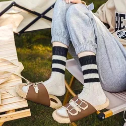 Winter Warm Striped Socks Fashion Casual Soft Thicked 양말 Tube Socks for Women Retro American Stacked Sockings носки женские