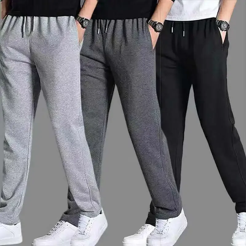 

Men's Sports Casual Pants Loose Straight Leg Drawstring Sweatpants Male Multi Colored Optional Elastic Breathable Trousers