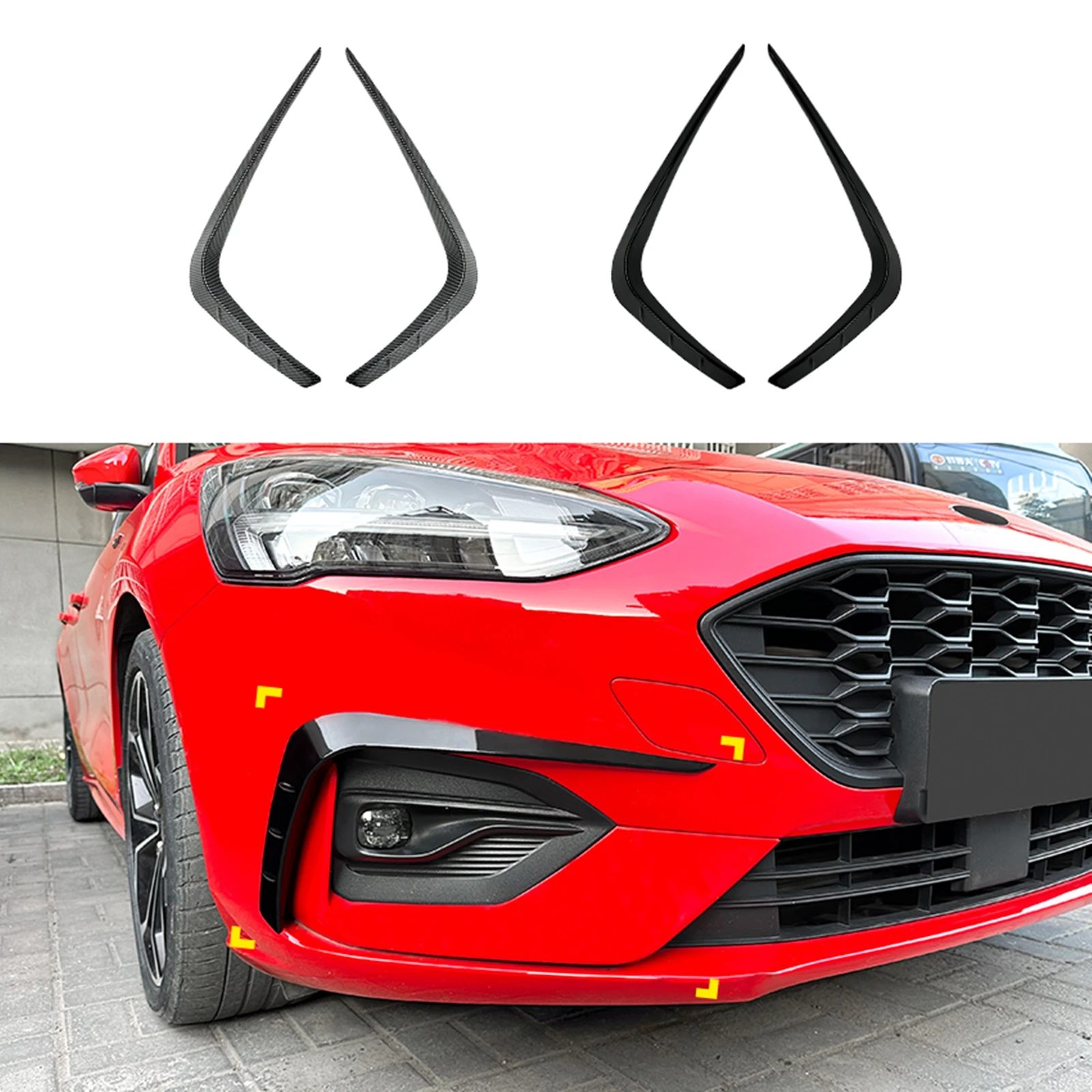 

2PCS Car Front Bumper Side Intake Air Vent Cover Lip Trim For Ford Focus MK4 ST Line 2019 2020 2021 2022