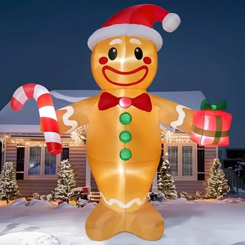 

LED Lighted Giant Gingerbread Man Inflatable Christmas Decor 12ft Outdoor Xmas Decoration