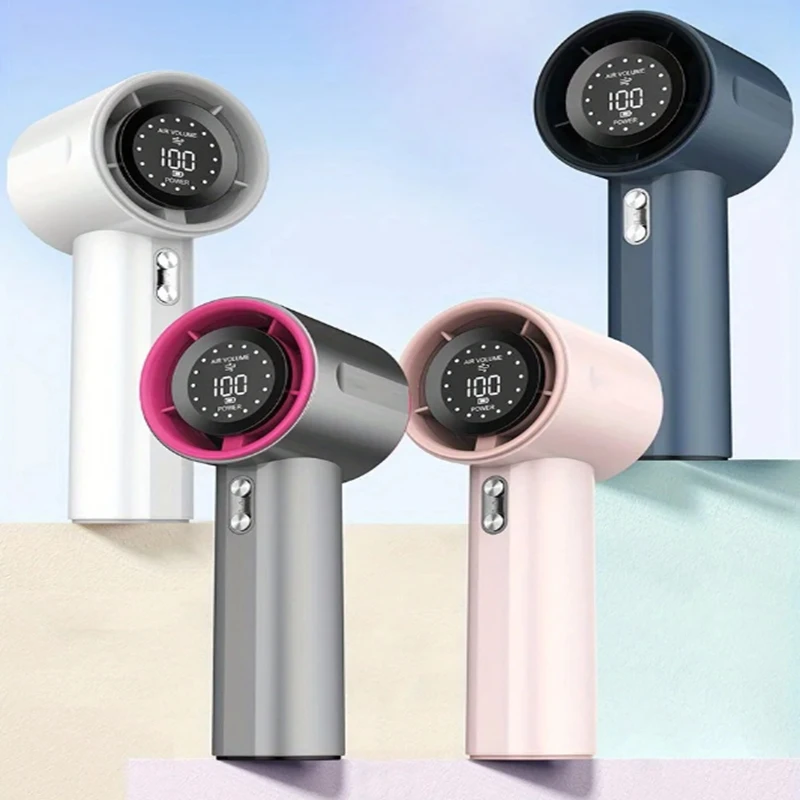 Mini Fan Rechargeable Strong Wind 100 Gear Wind Speed Electric Fan Digital Display Adjustable Turbo Portable Outdoor Handheld