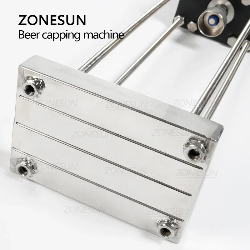 ZONESUN Pneumatic Semi-Automatic Beer Juice Soy Milk Drink Glass Bottle Cap Screwing Capping Machine