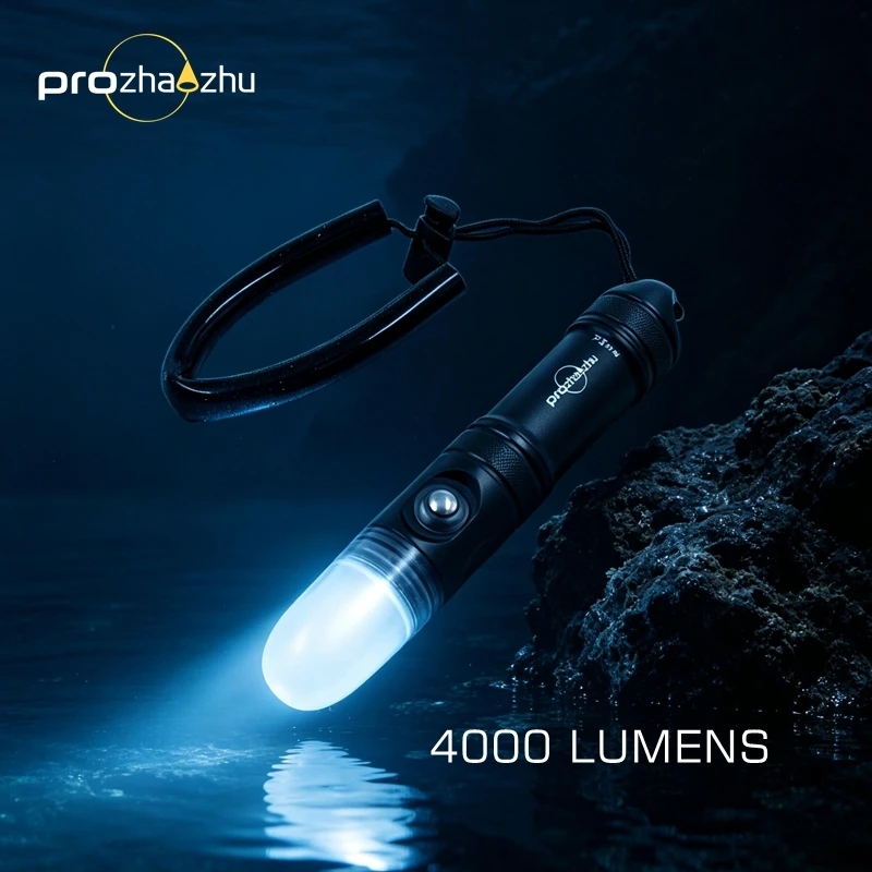 PROZHAOZHU 4000 Lumen LED Underwater Beacon Diving Signal Light 100M Range IP68 21700 Rechargeable High Power Diving Strobe