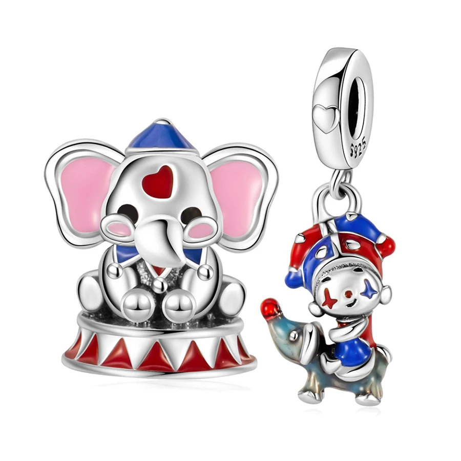 

Pan Charms Original Circus Elephant Clown Dangle Charm Bracelet Pendant Jewelry