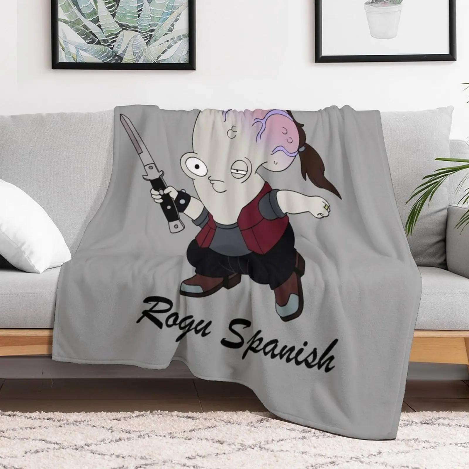 American Dad Rogu Spanish Throw Blanket Picnic manga Camping Furry Blankets