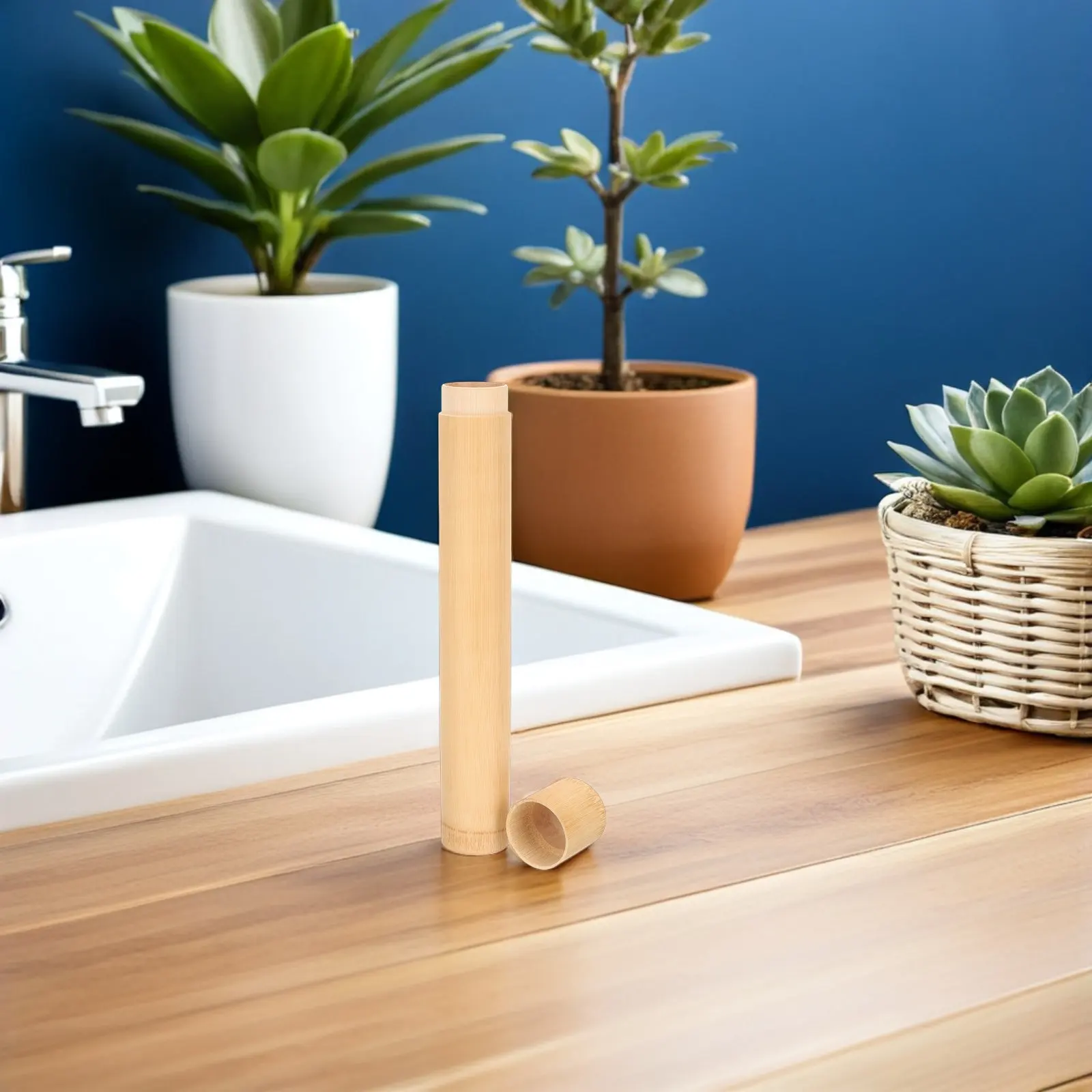 4Pcs Bamboo Toothbrush Holder Travel Portable Dustproof Bathroom Storage Tube Hiking Camping Toothbrush Carry Case