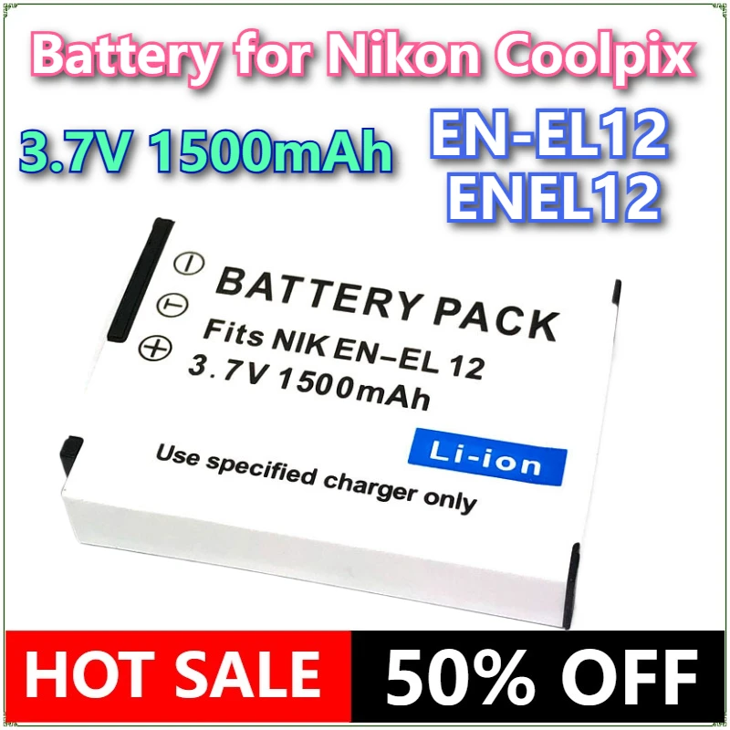 

Brand New EN-EL12 ENEL12 1500mAh Battery for Nikon Coolpix A1000 B600 W300 A900 AW100 AW110 AW130 AW120 S9700 S9500 S9400 S8100
