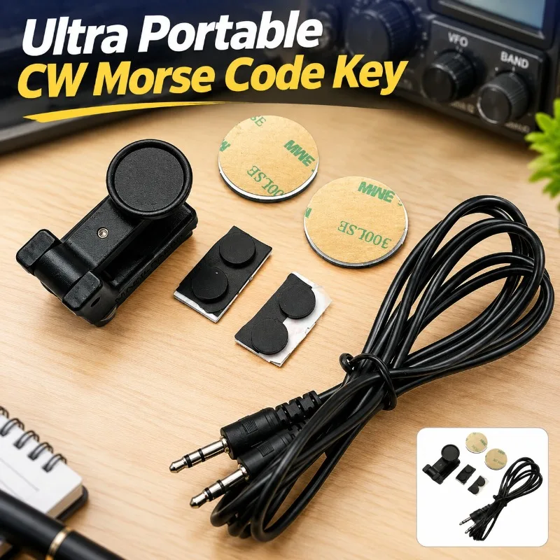 QU-4525 Little Black Rabbit Ultra-portable CW Manual Telegraph Key Magnetic Attaching Base Morse Code Electronic Transmitter
