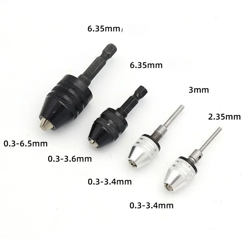 Pour 0.3-3.6mm ensemble d'outils de meulage électrique 0.3-6.5mm changement rapide poignée hexagonale trois mâchoires auto centrage mandrin de forage hélicoïdal