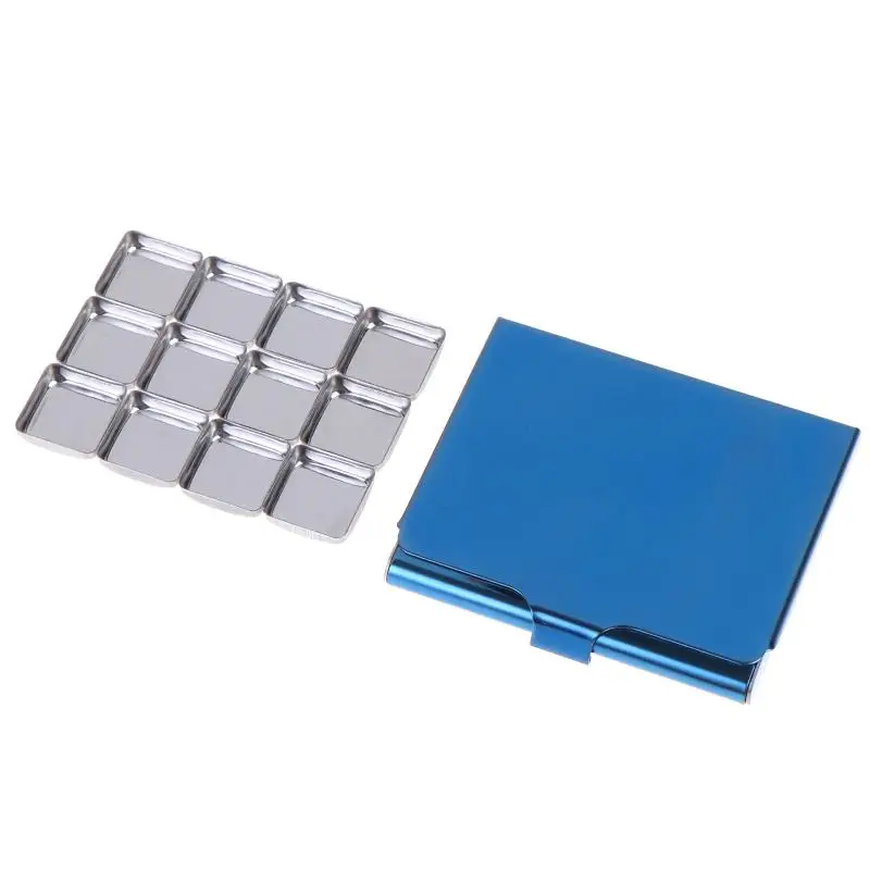 Small Magnetic Portable Watercolor Box 12 Grid 0.5ml Stainless Steel Pigment Tray Pallete Student Travel Painting Art Supplies