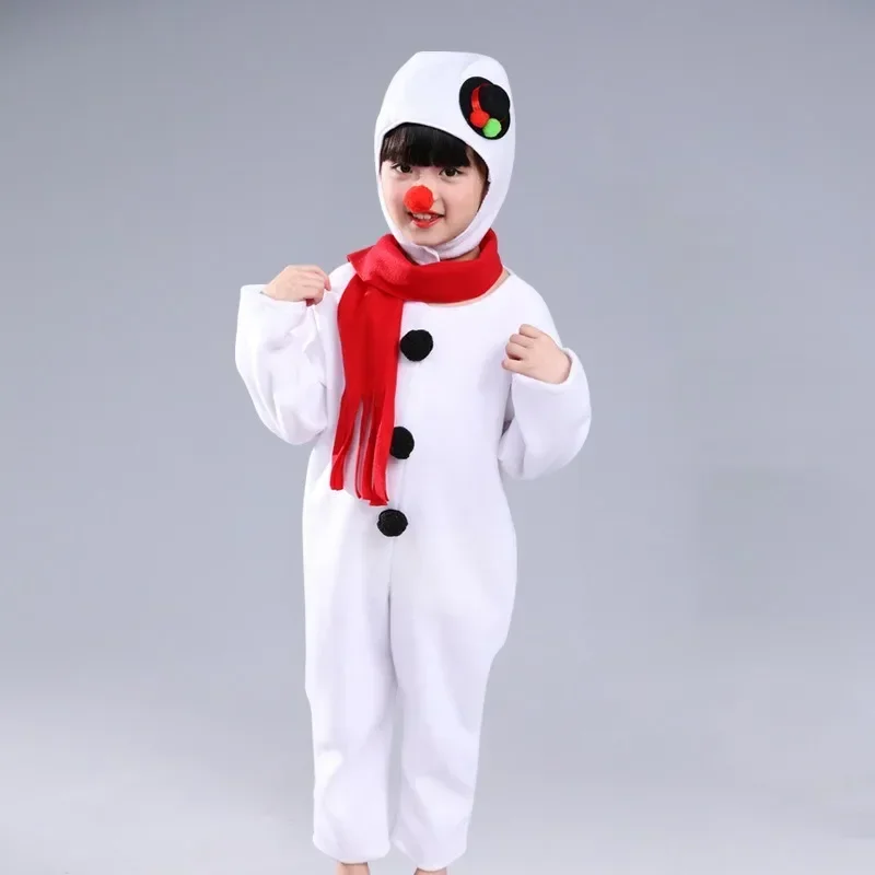 1set/lot Children Snowman Jumpsuit Cosplay Costume Boy's White Christmas Costume Kid Performance Snowman Costume