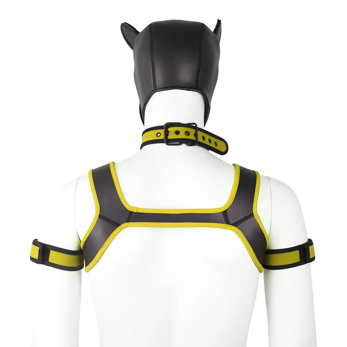 Yellow Neoprene dog headgear vest collar armband costume party costume mask cosplay Halloween gift Christmas gif view 4