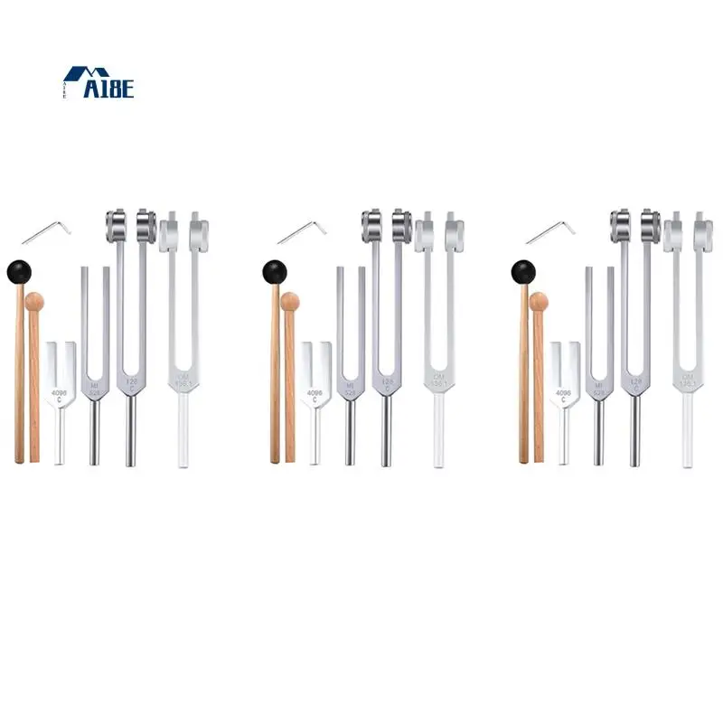 

A18E-12Pcs Tuning Fork Set(128Hz, OM 136.1Hz, MI 528Hz, 4096Hz),For Healing Chakra,Sound Therapy,Reliever Stress