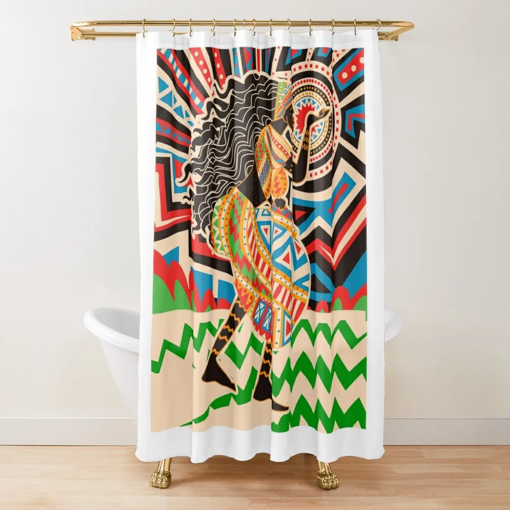 

african art rumba woman kissing dancer Shower Curtain Luxury Bathroom Bathroom And Shower Curtain