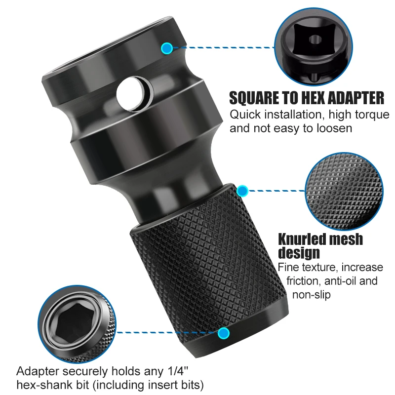 XCAN-Adaptador de Llave de trinquete de vaso hexagonal, juego de llaves, convertidor de accionamiento, herramienta de impacto, 1/2 \