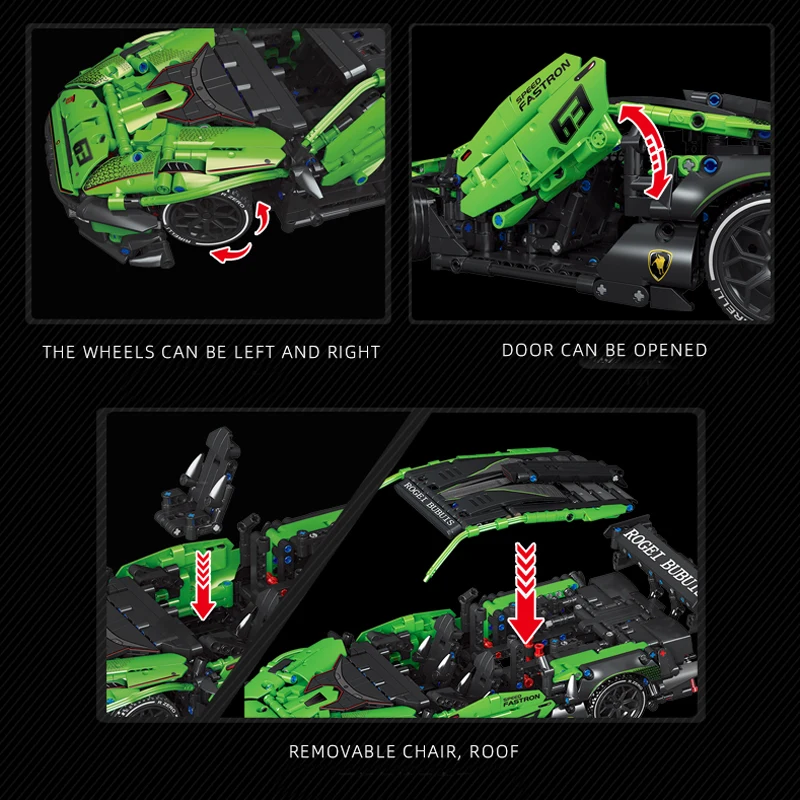 Novo técnico verde esportes carro blocos de construção tijolos compatível moc veículo modelo carro diy crianças monta para o presente do miúdo