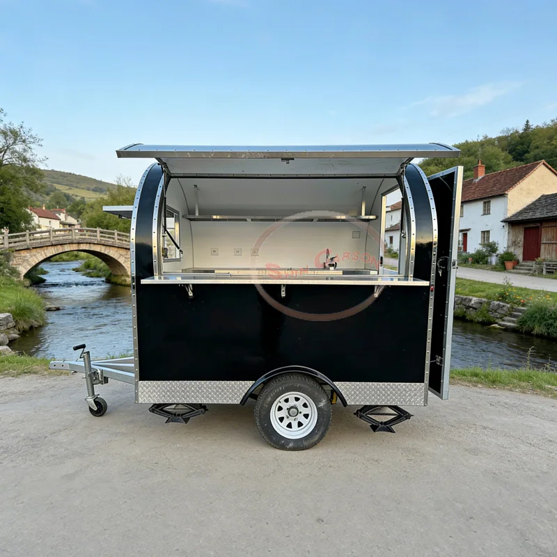 

Mobile food truck, snack cart, mobile kiosk, vending cart, breakfast stall, and street vending cart