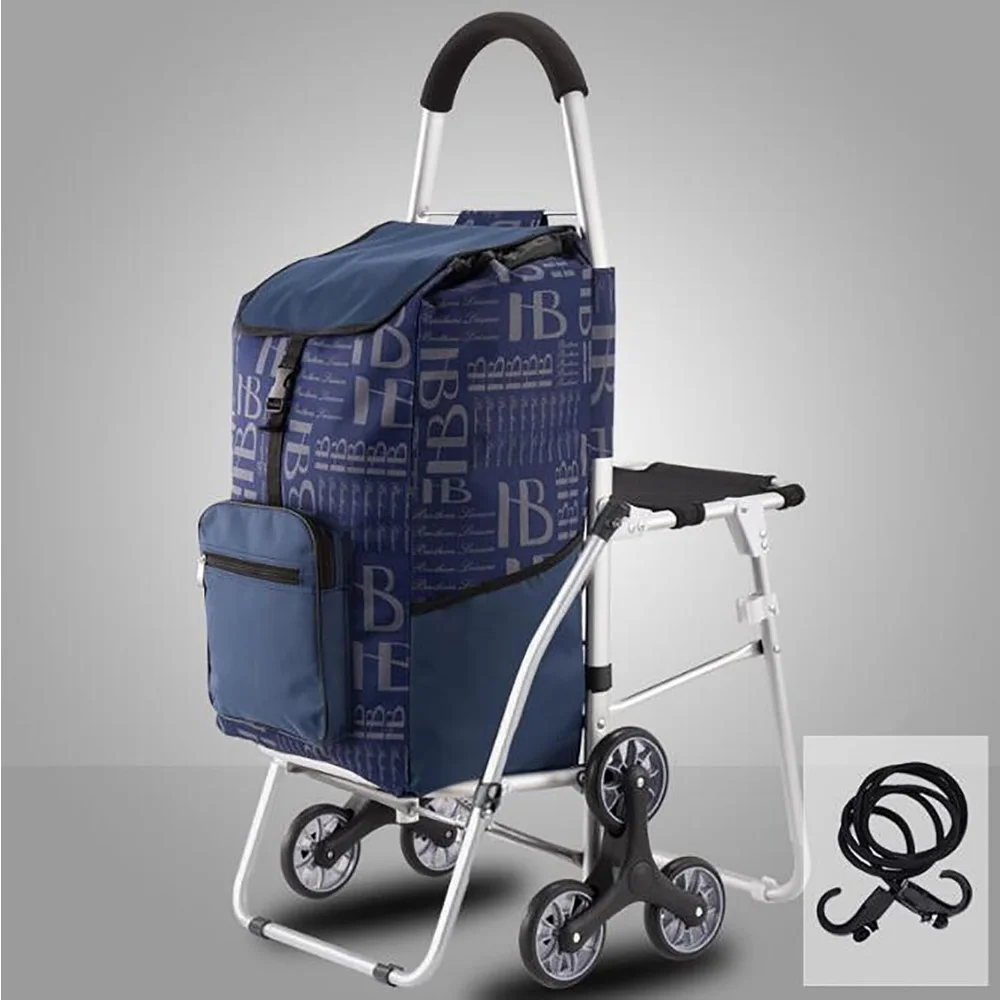 

Folding Shopping Cart with Wheels, Walkers for Seniors Rolling Walker Portable Shopping Cart with Seat for Rest Climbing Stair