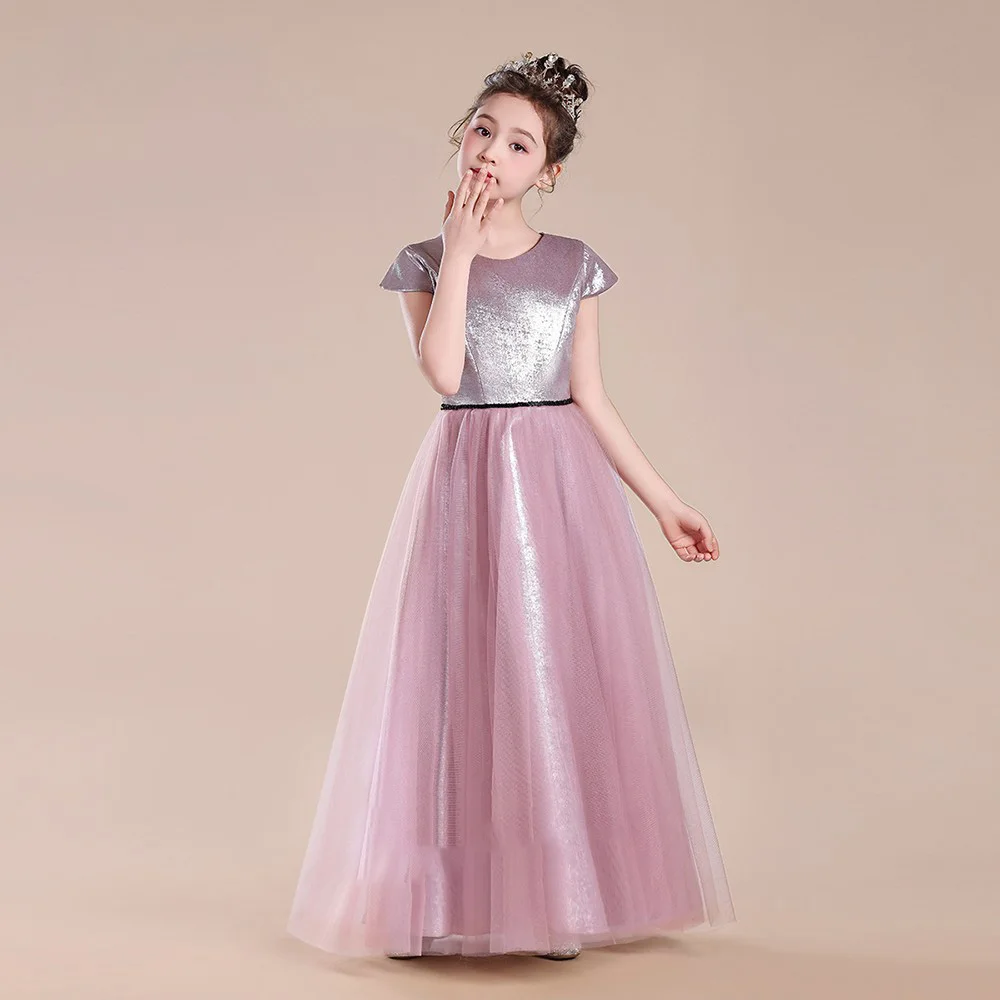 

Girls Round Neck Bodice Beaded First Formal Communion Dress Teenager Bridesmaid Dress Wedding Dress Sequin Dress/ Custom