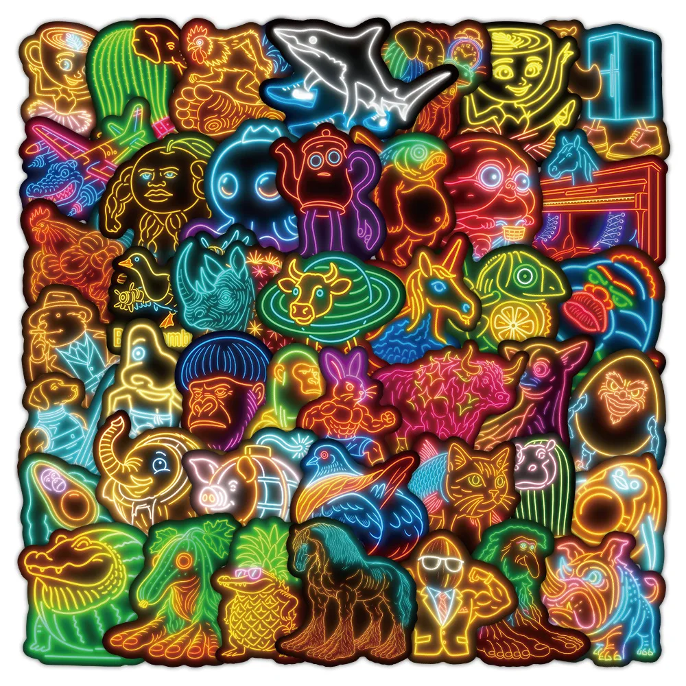 

10/50PCS Neon Style Abstract Tung Tung Tung Sahur Graffiti Stickers Cartoon Funny Cool Creative Decorative Scooter Luggage Desk