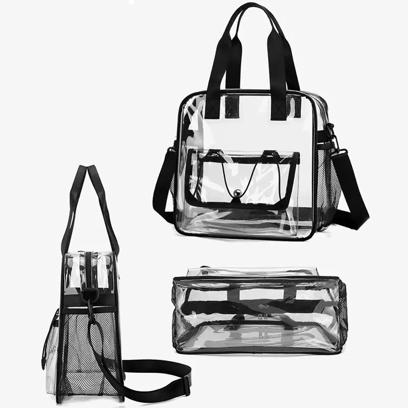 حقيبة سباحة شفافة من مادة PVC حقيبة كتف للشاطئ حقيبة كروس صيفية كبيرة شفافة مقاومة للماء للياقة البدنية وحمام السباحة واليوجا حقيبة يد رياضية