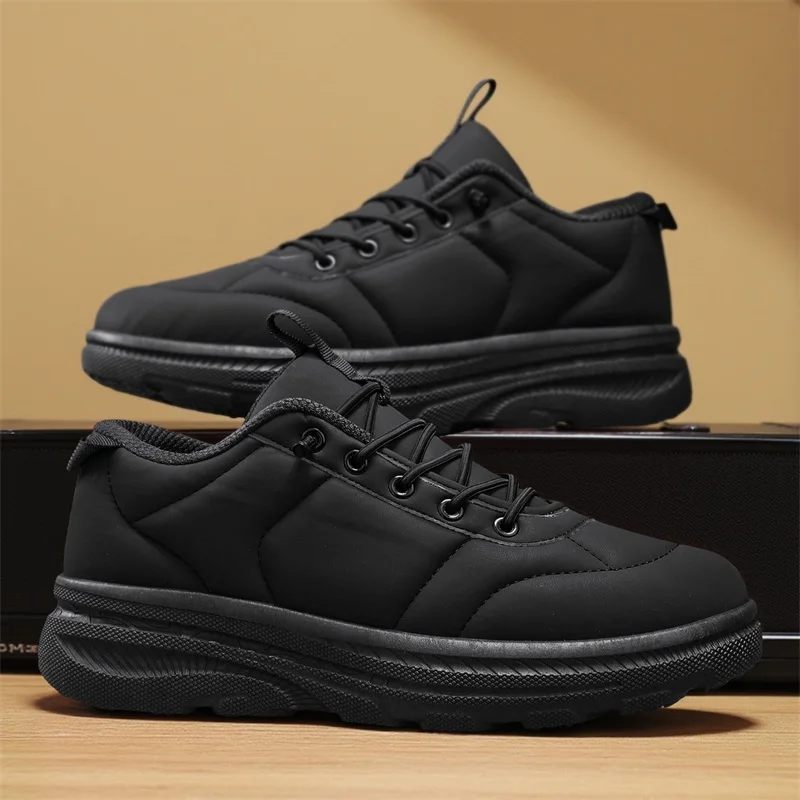 

New Platform Cow Leather Casual Sneakers for Men Designer Autumn Winter Cotton Black Outdoor Men's Sports Shoes Zapatos Hombre