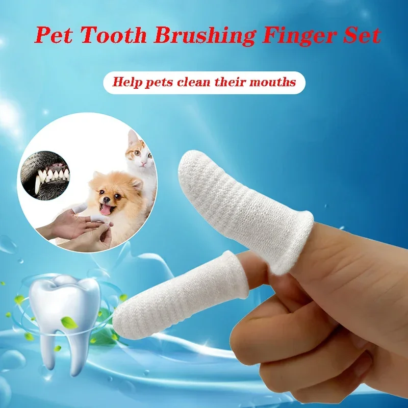 8pcs Pet Two-finger Brushing Finger Cots Puppy Teeth Oral Cleaning Tool Kitten Finger Toothbrush Pets Care Accessories Supplies